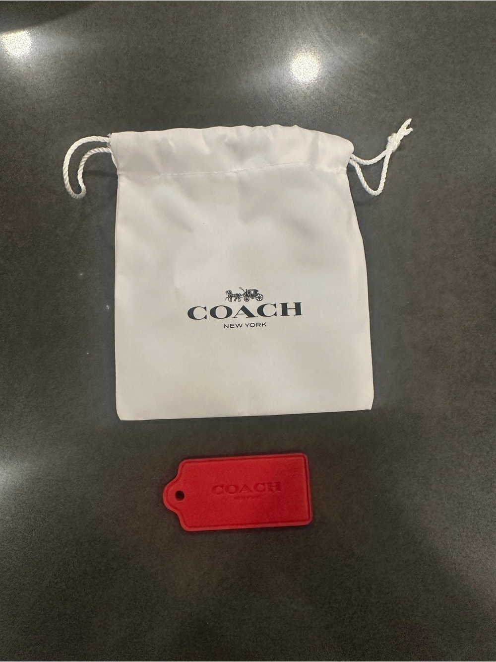 Coach Red Leather bag tag